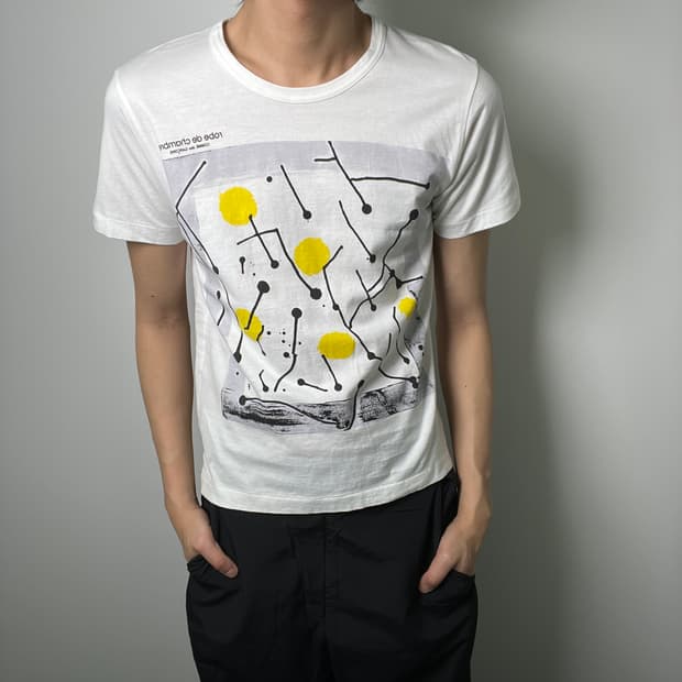 00's 꼼데가르송 로브 드 샴브레 그래픽 반팔 티셔츠 