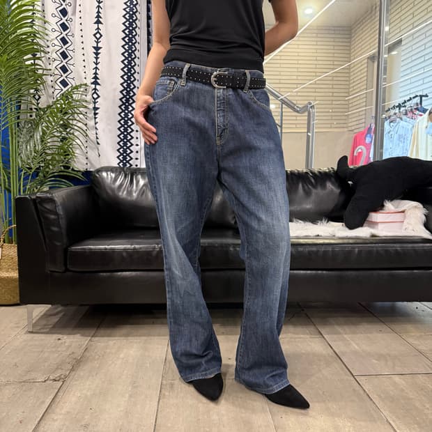 Vintage 슬림 핏 데님 팬츠 진청