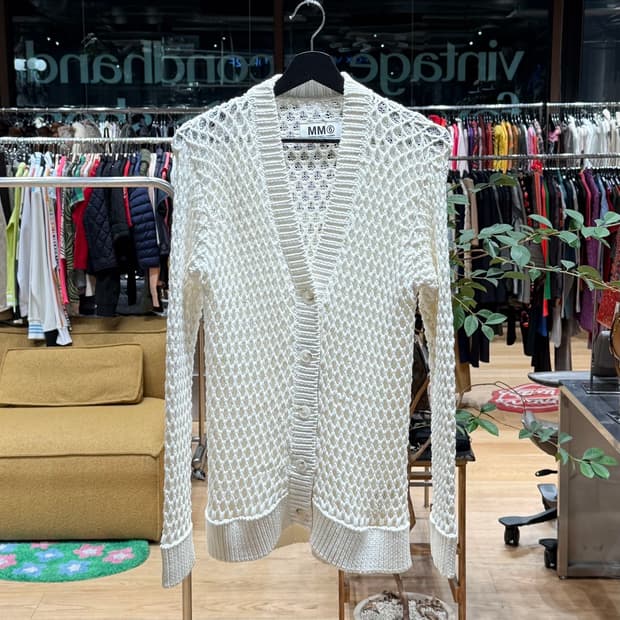 mm6 화이트 네트 코튼 가디건