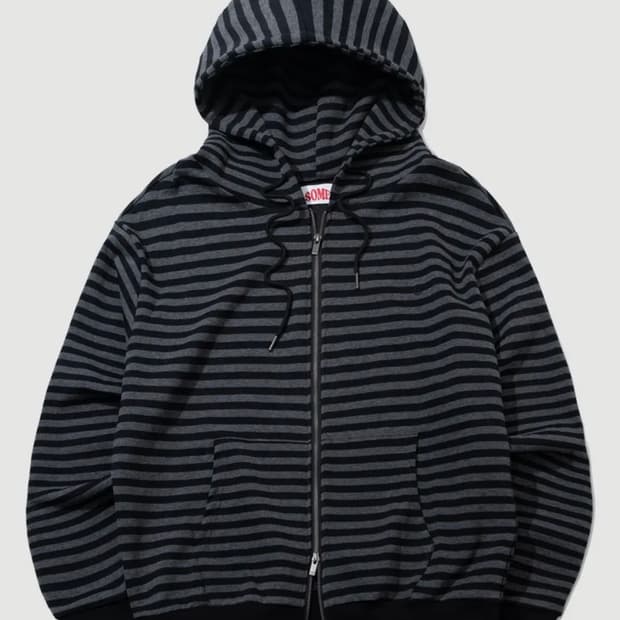 썸플레이스맨 자수 투웨이 배색 스트라이프 후드집업