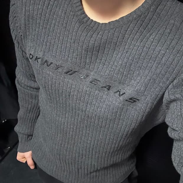 DKNY 도나카란 차콜 회색 쥐색 골지 니트 티 블랙 고스 펑크 락시크