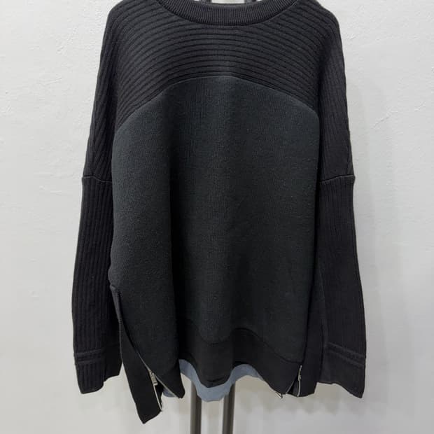 정품) 시스템옴므 한섬 21ss 이중 니트 맨투맨 100