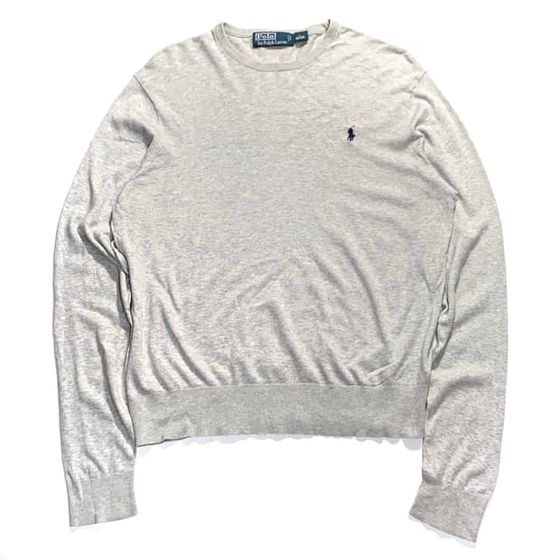 폴로 라이트 그레이 라운드 니트