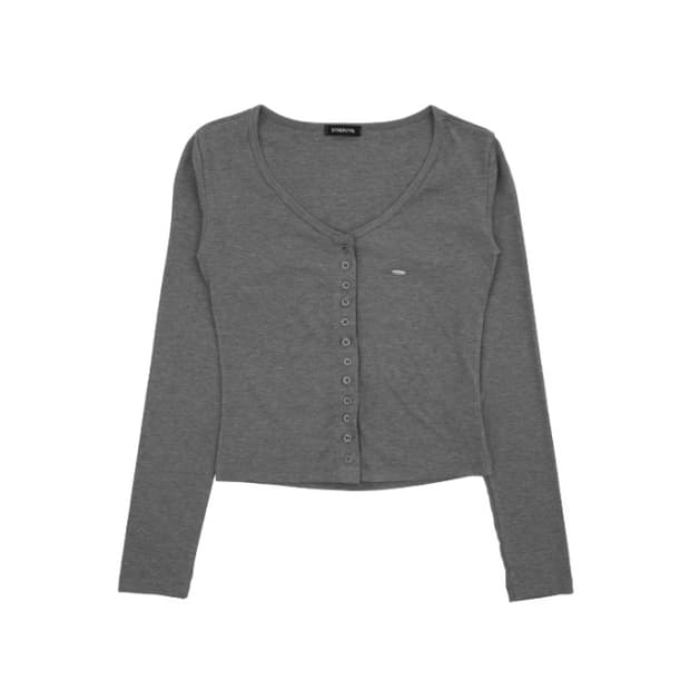 시너진 버튼 롱 슬리브 가디건 멜란지