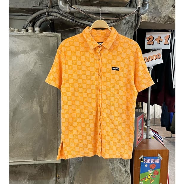 미스치프 체크 타월 반팔 셔츠 오렌지 #csz3665