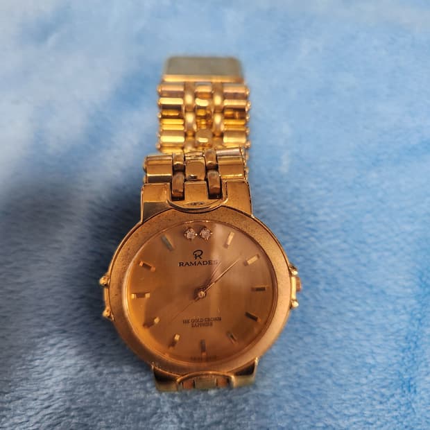 RAMADES 금장 시계 18K Gold Crown Sapphire