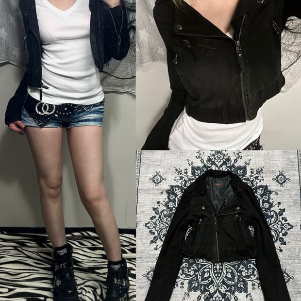 y2k cropped diagonal line jacket