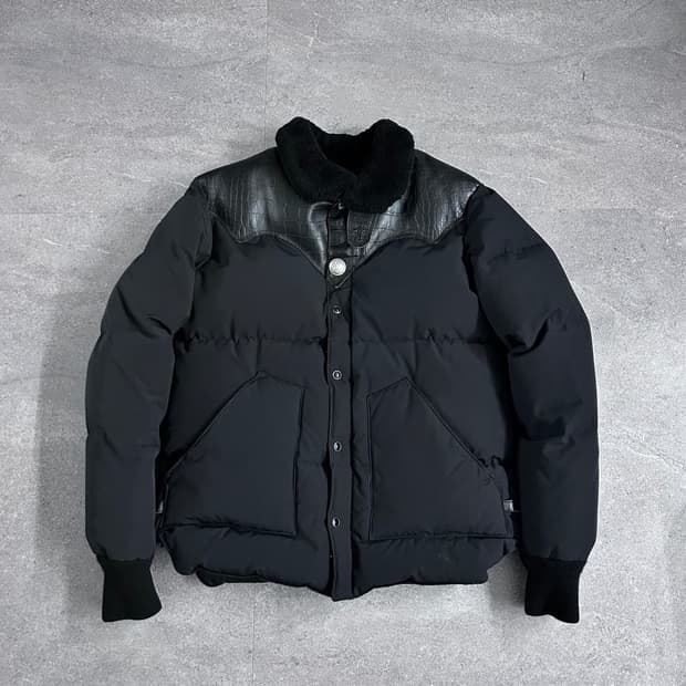 디아프바인 록키 레더 판넬 다운 자켓 무스탕 패딩