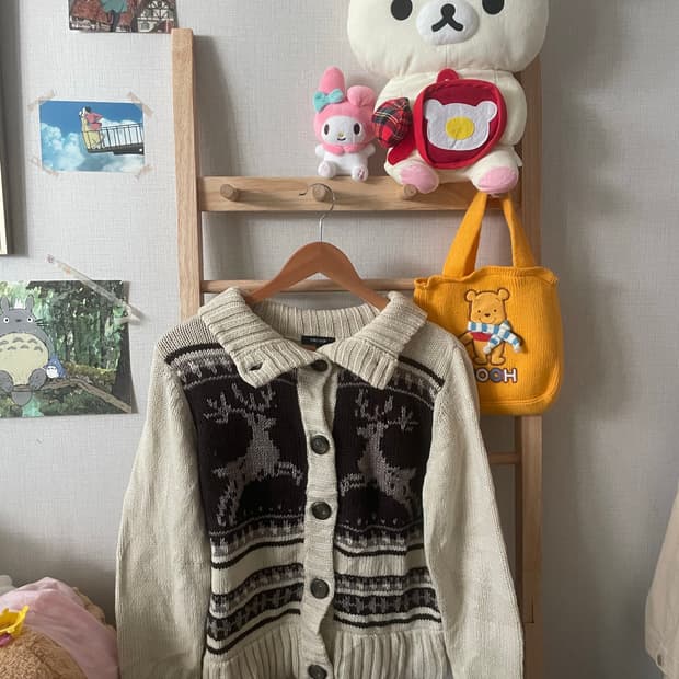 모리걸 빈티지 노르딕 가디건 