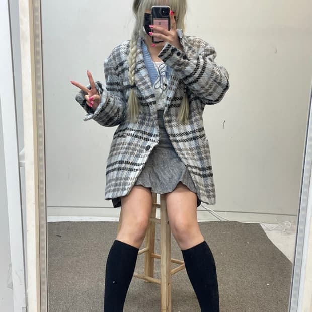 빈티지 체크 코트