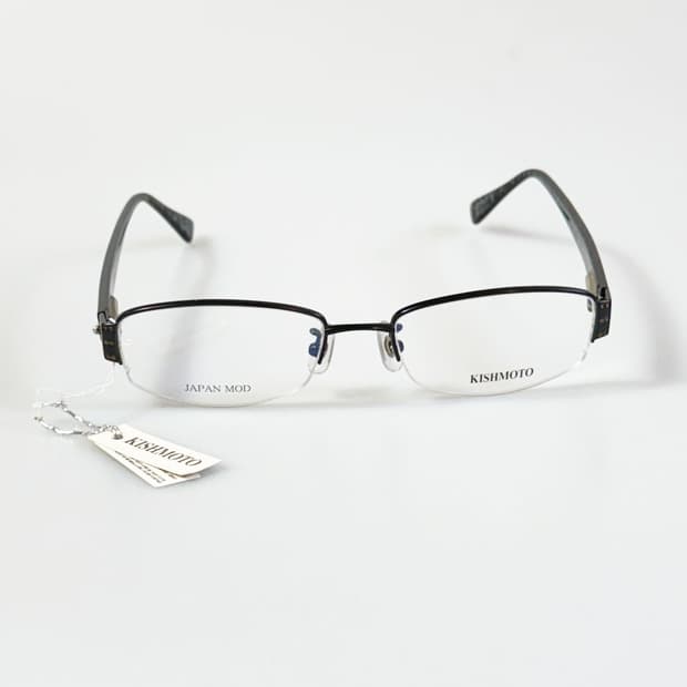 KISHIMOTO 반무테 스퀘어 메탈 프레임 빈티지 안경