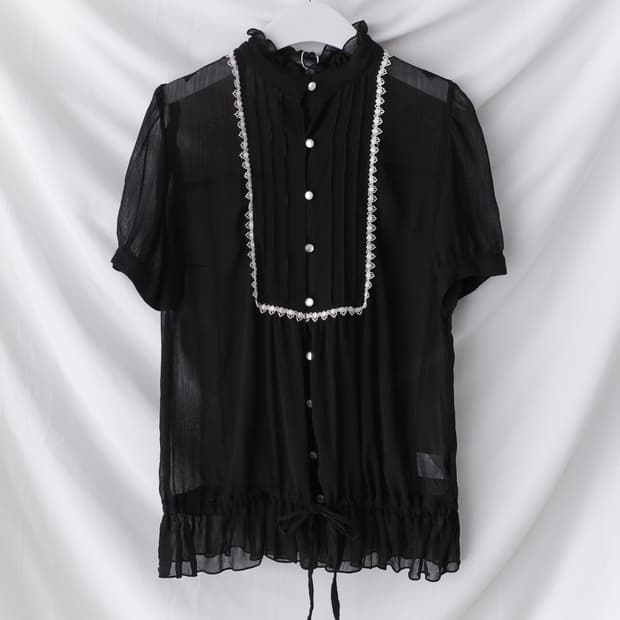 lace see-through half blouse