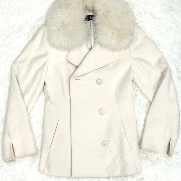 라떼갸루 아이보리 퍼 코트 히메갸루 핀터깔