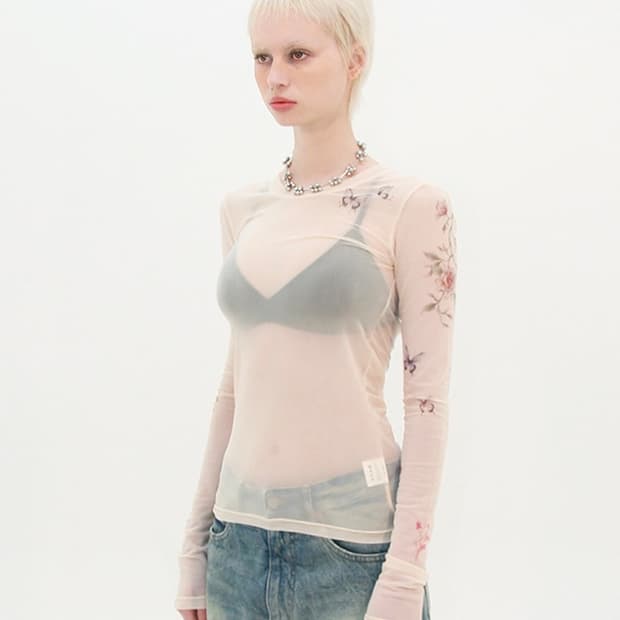 아가모스  MESH SHEER TIGHT LONG SLEEVE (SKIN