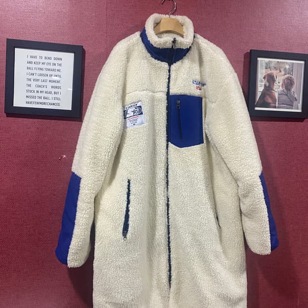 스타터 양면 롱 플리스 자켓 아이보리