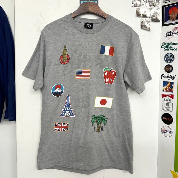 스투시 월드투어 플래그 티셔츠