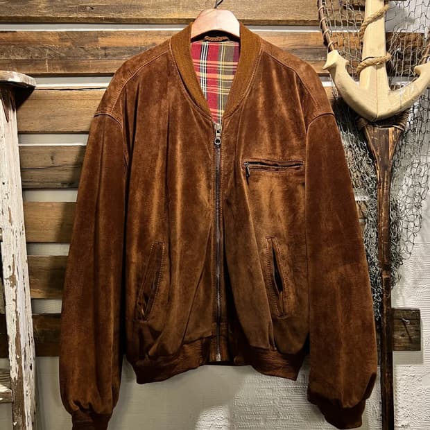 [L]90's USA 빈티지 오버핏 스웨이드 블루종 봄버 자켓