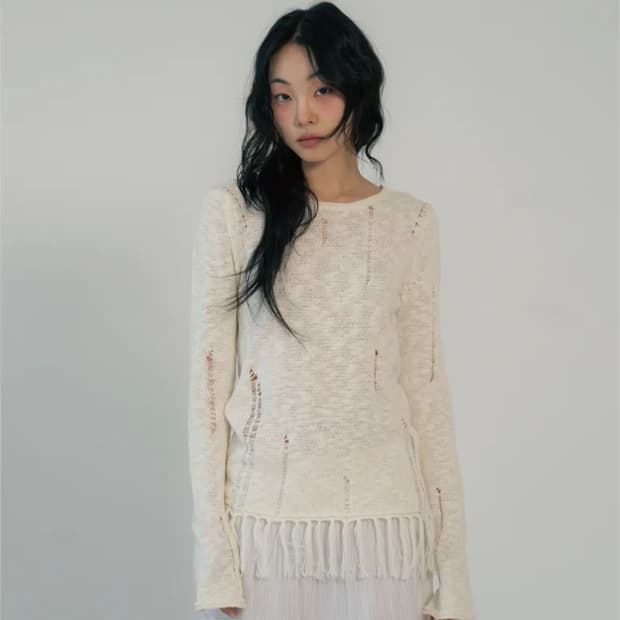 지제뮤지엄 빈티지 프린지 니트