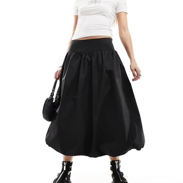 Monki midaxi puffball skirt black