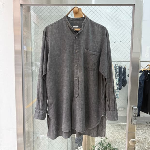 COMOLI Indigo Band Collar Pullover Shirt