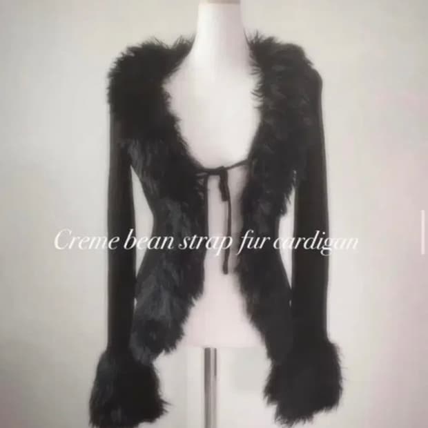 스젠 Creme bean strap fur cardigan