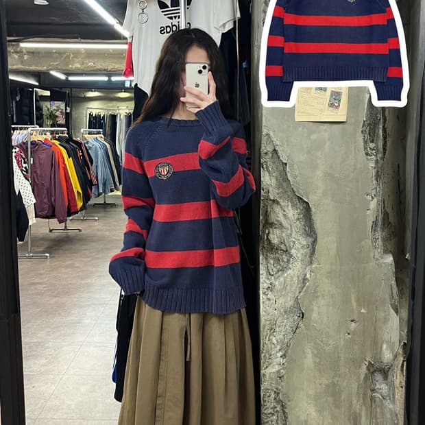 폴로 진스 스트라이프 니트 퍼플 XL #csz2182