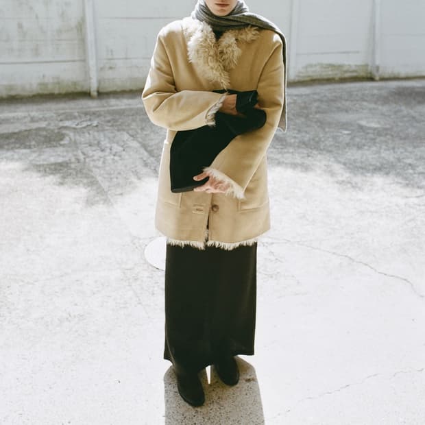 Layered Shearling Jacket / Beige