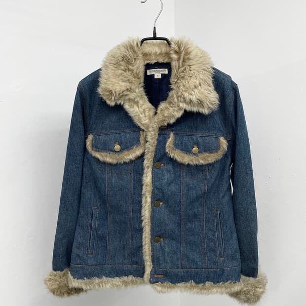 y2k 퍼 트리밍 데님 자켓 