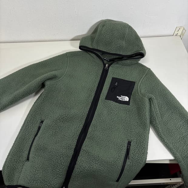 14-16Y 노스페이스키즈 그린 후드후리스 플리스집업