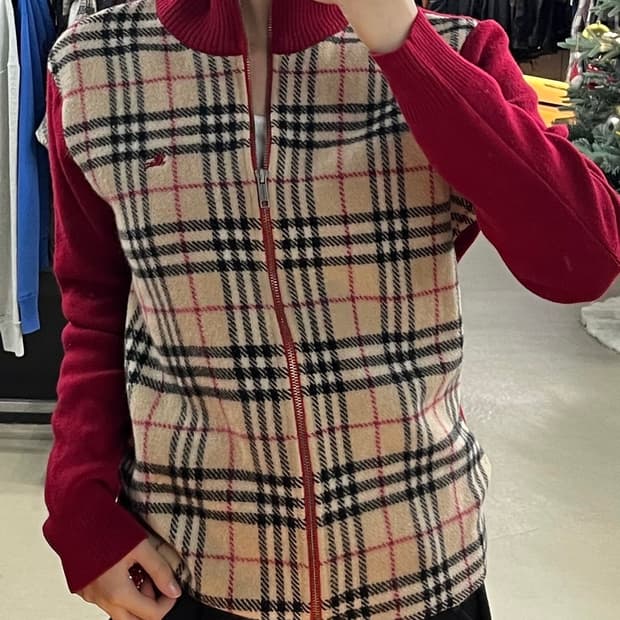 버버리 노바체크 니트 집업