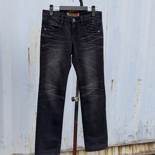 Black Vintage Washed Slim Denim Jeans