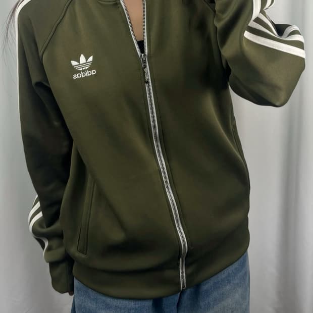 아디다스 카키 슈퍼스타 트랙탑 져지