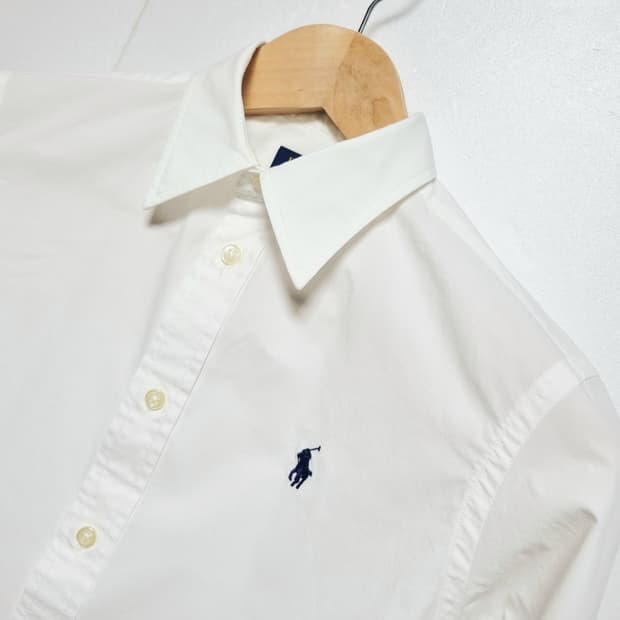 여성 QR인증 폴로 POLO 화이트 흰색 긴팔 셔츠 남방