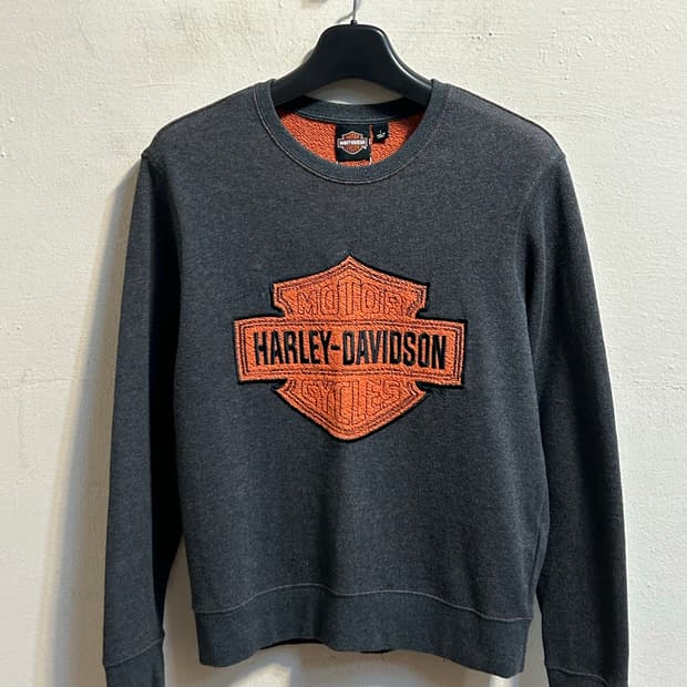 할리데이비슨 테리 패치 로고 크루넥 스웻셔츠