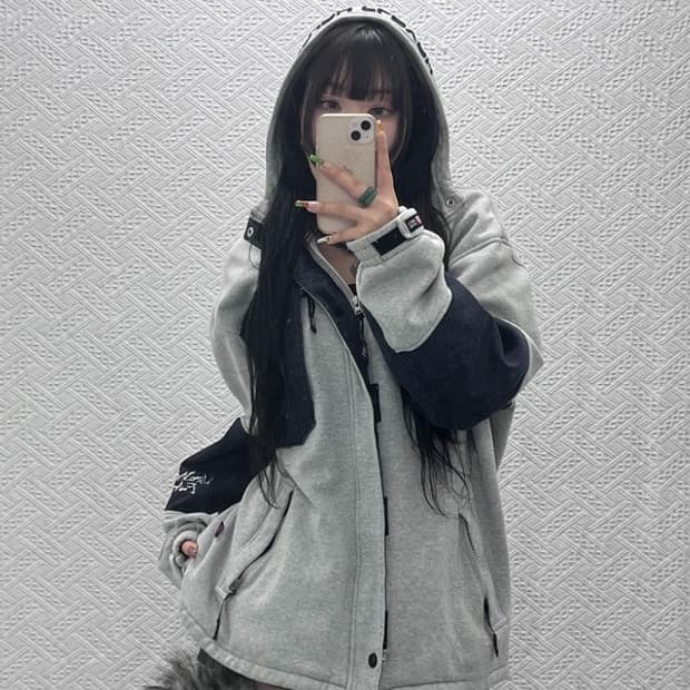 마자플라바 올드스쿨 스트릿 힙합 배색 후드집업 100 C09457