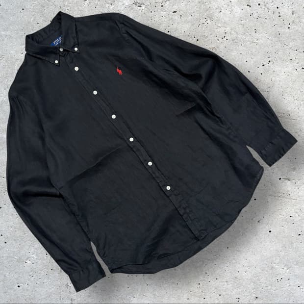 [M] 폴로 랄프로렌 블랙 린넨 셔츠 남방 긴팔 C544