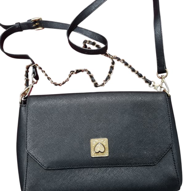 러브캣 블랙 체인 가죽 크로스백