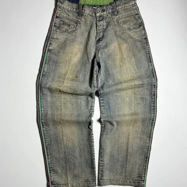 돌체앤가바나 00's 빈티지 워싱 버튼플라이 데님 팬츠 R2519