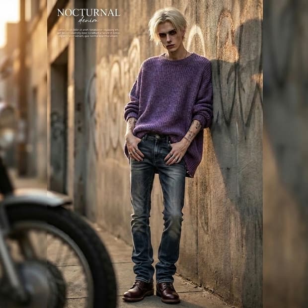 [새상품/46] 메종미네드 스냅 백 슬릿 스트레이트 진 (중청)