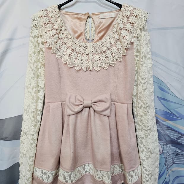 LIZ LISA 리즈리사 핑크 리본 레이스 탑