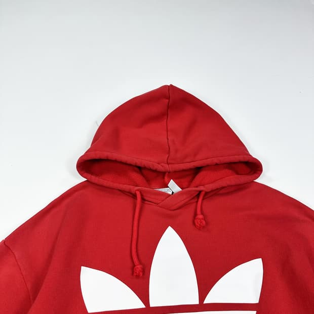 아디다스 트레포일 빅로고 레드 후드티 (XS 여성추천)