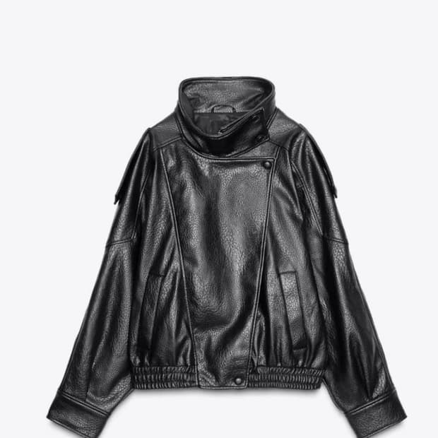 자라 페이크 레더 자켓 M