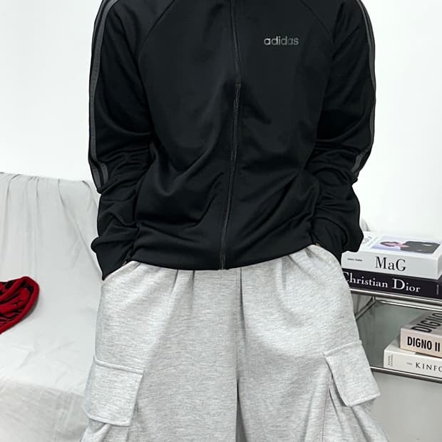 아디다스 블랙 그레이 트랙탑 져지 XL