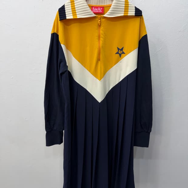 정품) 럭키슈에뜨 카라넥 주름 원피스 36