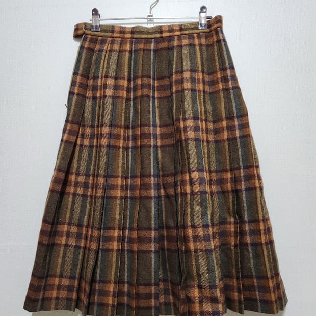 모리노이에 빈티지 체크 플리츠 스커트