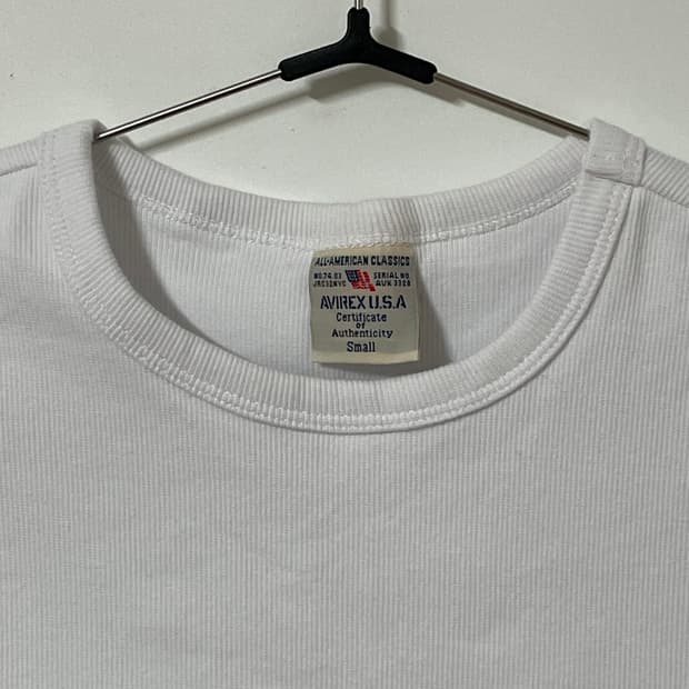 AVIREX WHITE RIBBED SHORT SLEEVE
