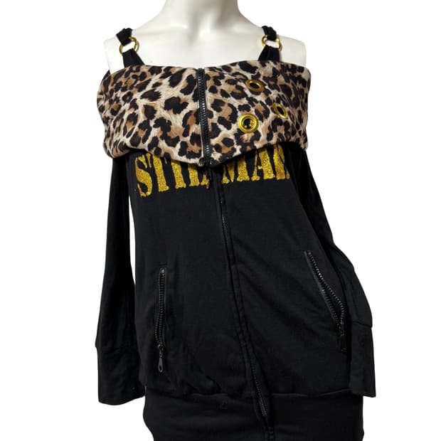 갸루맛 호피 오프숄더 탑