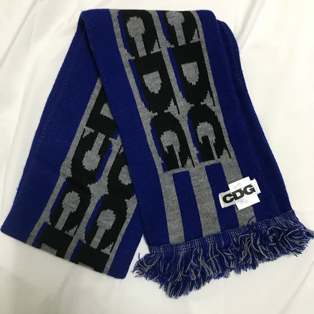 CDG 로고 체크 머플러 블루
