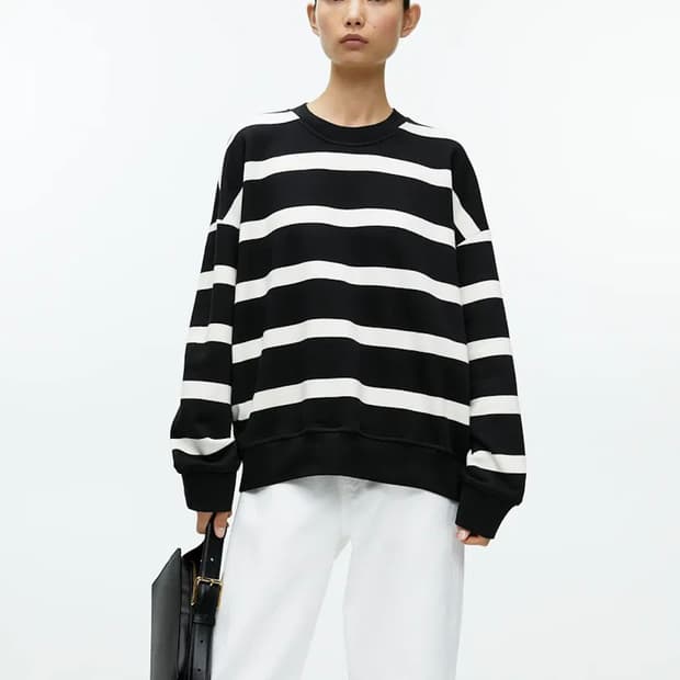 아르켓 스트라이프 기모 스웻셔츠 