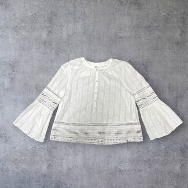 클럽모나코 화이트 보헤미안 레이스 코튼 블라우스 S